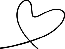 Hand drawn line heart on white background. vector