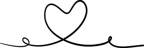 Hand drawn line heart on white background. vector