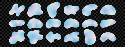 Set of abstract holographic freeform shapes. Doodle design elements. vector