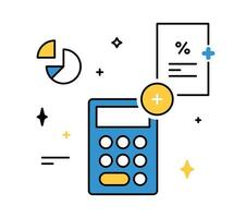 calculador y analizando personal o corporativo presupuesto, gerente financiero ingreso, consultante con contador concepto contorno estilo ilustración. vector