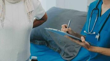 medical doctor touch on patient's sholder to cheer up patient video