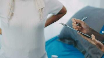 medical doctor touch on patient's sholder to cheer up patient video