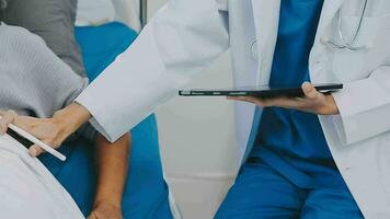 medical doctor touch on patient's sholder to cheer up patient video