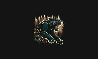 panther attack on forest vector illustration artwork design