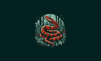 red snake on forest vector illustration artwork design