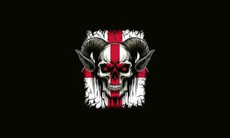 head skull with horn angry with england flag vector artwork design