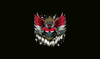 barong angry with flag indonesia vector artwork design