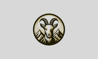 head goat on mountain vector illustration logo design