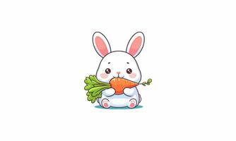 Conejo comer Zanahoria vector ilustración mascota diseño