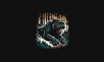 panther attack on forest vector illustration artwork design