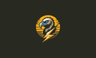 head vulture and lightning vector logo flat design