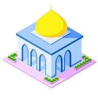 simple mosque isometric design, for islamic design vector