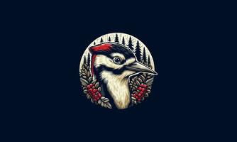 cabeza madera pájaro carpintero en bosque vector obra de arte diseño