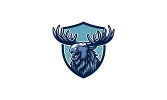 head moose with shield vector mascot design