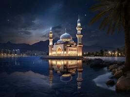 AI generated Ramadan photo with a beautiful mosque