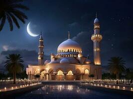 AI generated Ramadan photo with a beautiful mosque