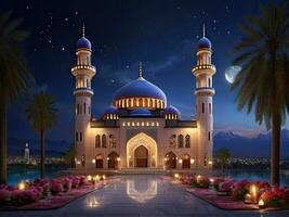 AI generated Ramadan photo with a beautiful mosque