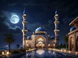 AI generated Ramadan photo with a beautiful mosque