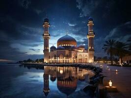 AI generated Ramadan photo with a beautiful mosque