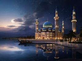 AI generated Ramadan photo with a beautiful mosque