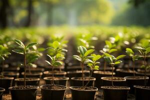 AI generated Growing new trees Nursery. photo