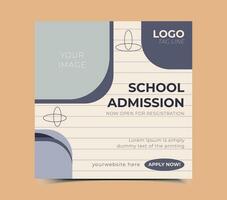 School admission social media post banner design. vector