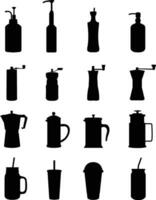 A collection of coffee accessories for artwork compositions vector