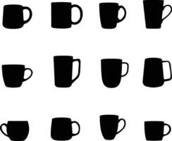 A vector collection of ceramic mugs for arywork compositions and mockups