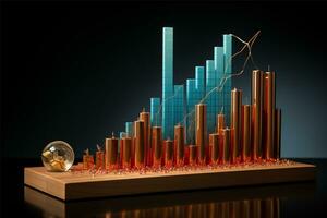 AI generated Graph or growth chart showing upward photo