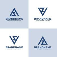 Modern Letter AZ, AS, VZ, and VS Monogram Logo Set, suitable for business with AZ, AS, VZ, and VS initials vector