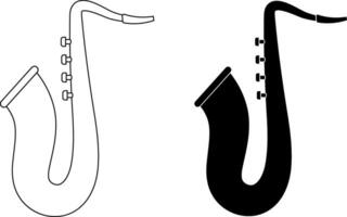 side view saxophone icon set vector