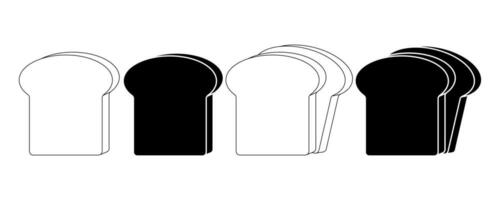 outline silhouette sliced bread icon set isolated on white background vector