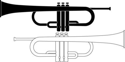 side view trumpet icon set vector