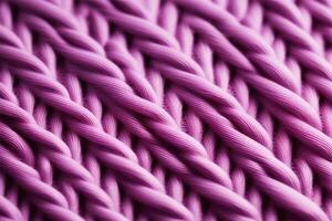 AI generated Texture of a knitted pink sweater. Volumetric pattern with large loops. Abstract background. photo