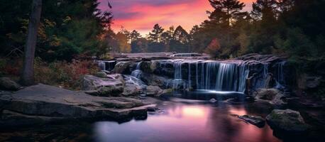 Waterfall in mystic twilight photo