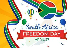 Happy South Africa Freedom Day Vector Illustration on 27 April with Waving Flag and Ribbon in National Holiday Flat Cartoon Background Design