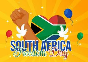 Happy South Africa Freedom Day Vector Illustration on 27 April with Waving Flag and Ribbon in National Holiday Flat Cartoon Background Design