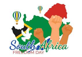 Happy South Africa Freedom Day Vector Illustration on 27 April with Waving Flag and Ribbon in National Holiday Flat Cartoon Background Design