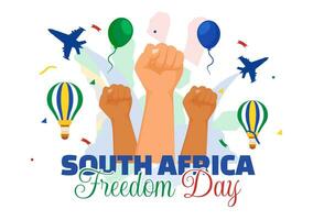 Happy South Africa Freedom Day Vector Illustration on 27 April with Waving Flag and Ribbon in National Holiday Flat Cartoon Background Design