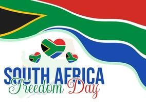 Happy South Africa Freedom Day Vector Illustration on 27 April with Waving Flag and Ribbon in National Holiday Flat Cartoon Background Design