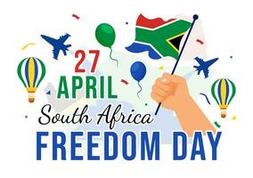 Happy South Africa Freedom Day Vector Illustration on 27 April with Waving Flag and Ribbon in National Holiday Flat Cartoon Background Design