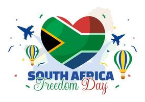 Happy South Africa Freedom Day Vector Illustration on 27 April with Waving Flag and Ribbon in National Holiday Flat Cartoon Background Design