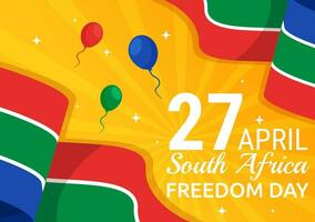 Happy South Africa Freedom Day Vector Illustration on 27 April with Waving Flag and Ribbon in National Holiday Flat Cartoon Background Design