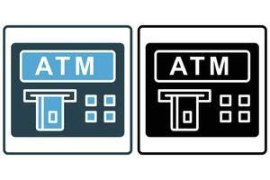 atm machine icon. icon related to automated cash withdrawals, financial. solid icon style. element illustration vector