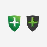 protección de la salud con plantilla de vector de diseño de logotipo de escudo para vector de compañía médica o de seguros