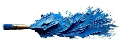 AI generated Acrylic stain paint brush stroke blue photo