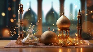 illustration of amazing architecture design of muslim mosque ramadan concept AI photo