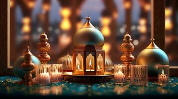 illustration of amazing architecture design of muslim mosque ramadan concept AI photo