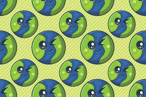 funny earth planet character seamless pattern vector illustration