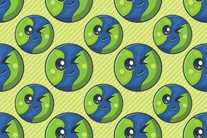 funny earth planet character seamless pattern vector illustration